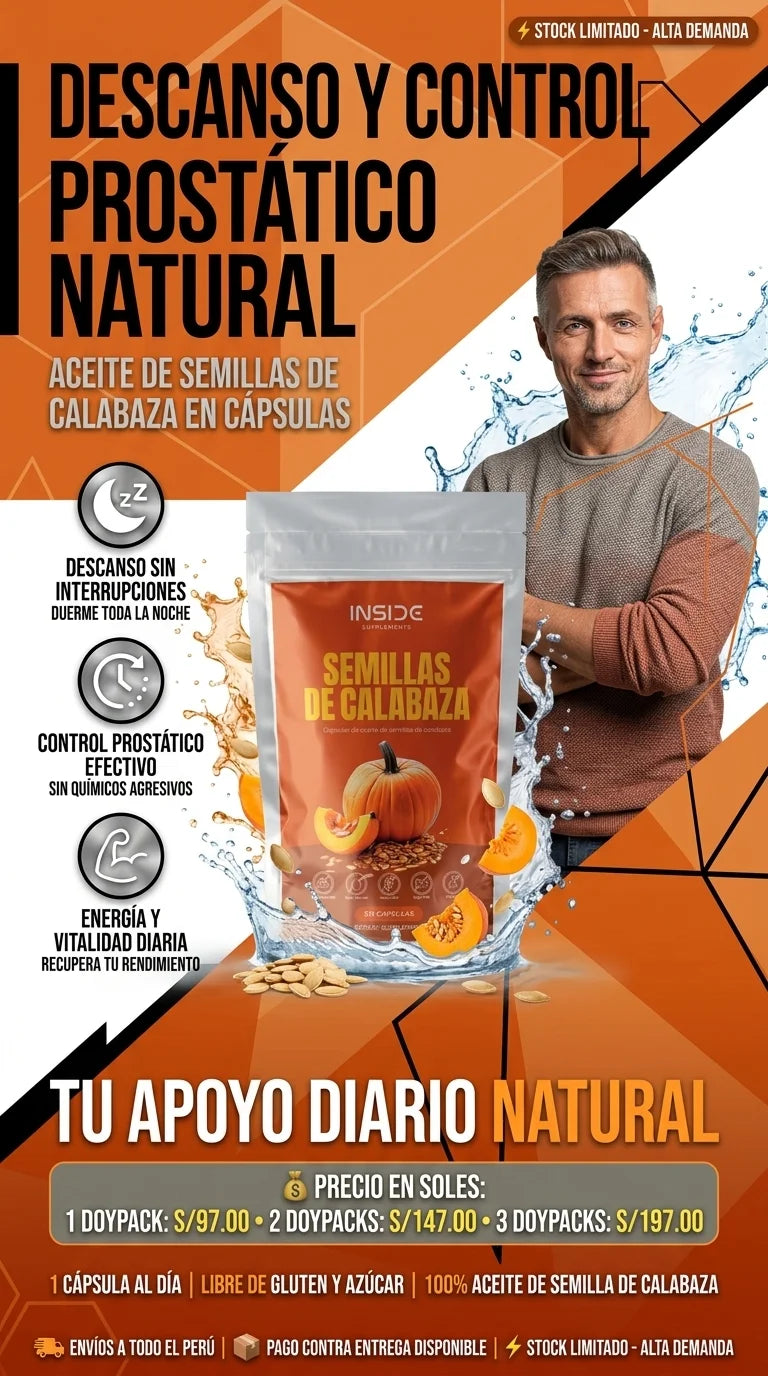 SEMILLAS DE CALABAZA EN CÁPSULAS - CONTROL PROSTÁTICO Y ENERGÍA MASCULINA