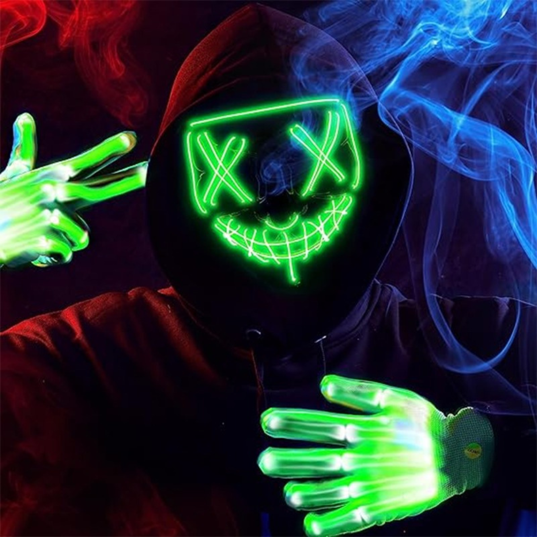 💀🎃 MÁSCARA DE HALLOWEEN CON LUZ LED 🎃💀