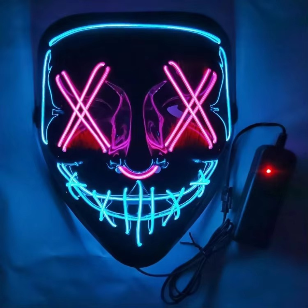 💀🎃 MÁSCARA DE HALLOWEEN CON LUZ LED 🎃💀