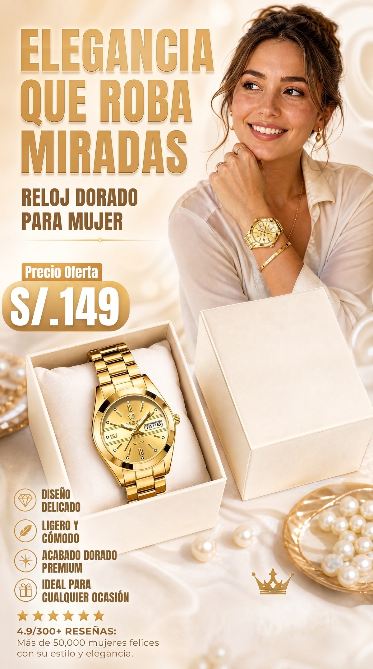 RELOJ DORADO DE LUJO — El Toque Que Eleva Tu Presencia.