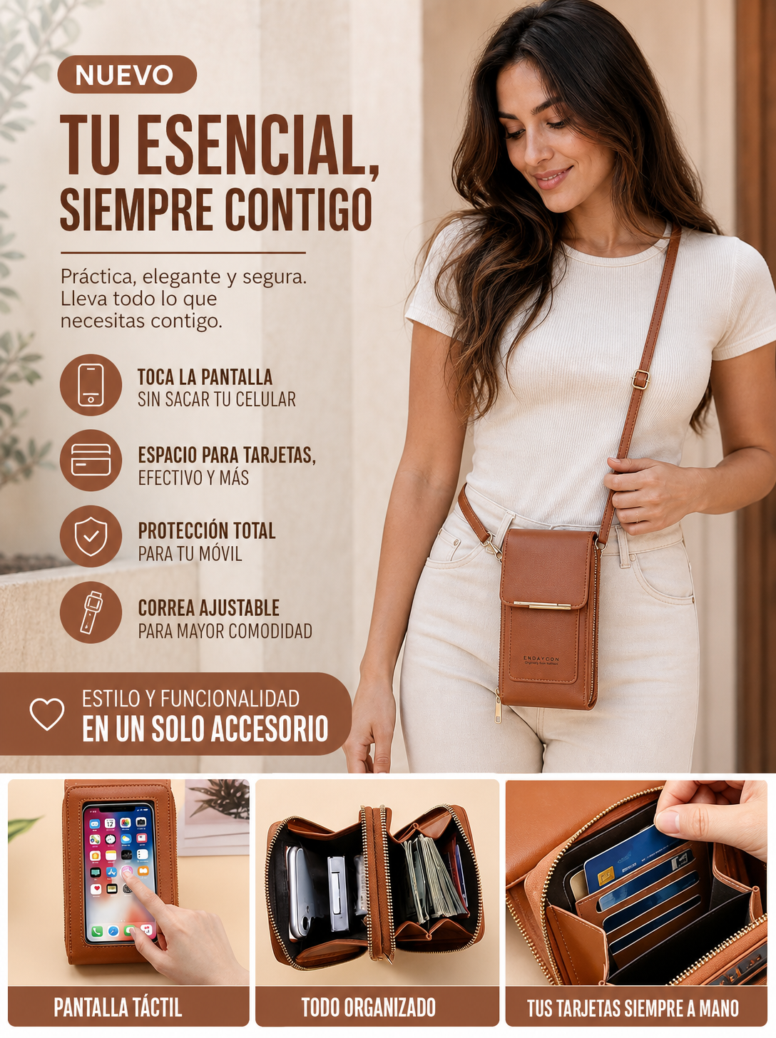 Bolso Bandolera para Mujer con Pantalla Táctil
