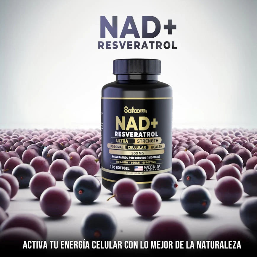 NAD + Resveratrol - Cápsulas de Reparación Celular Antienvejecimiento y Energía Extra (100 Cápsulas)