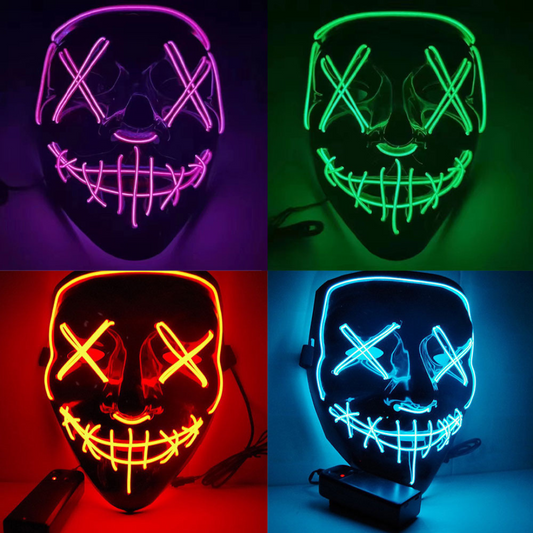 💀🎃 MÁSCARA DE HALLOWEEN CON LUZ LED 🎃💀