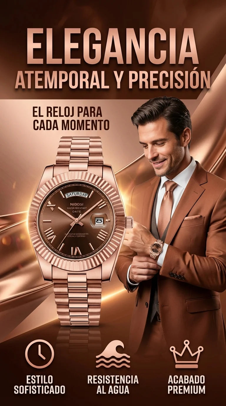 RELOJ NIBOSI ORO ROSA — ELEGANCIA QUE ROBA MIRADAS