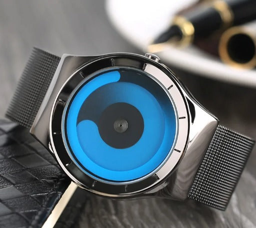 RELOJ FUTURISTA ESFERA AZUL ÚNICA