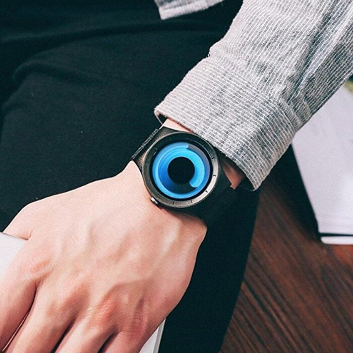 RELOJ FUTURISTA ESFERA AZUL ÚNICA