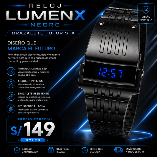 RELOJ LUMENX NEGRO