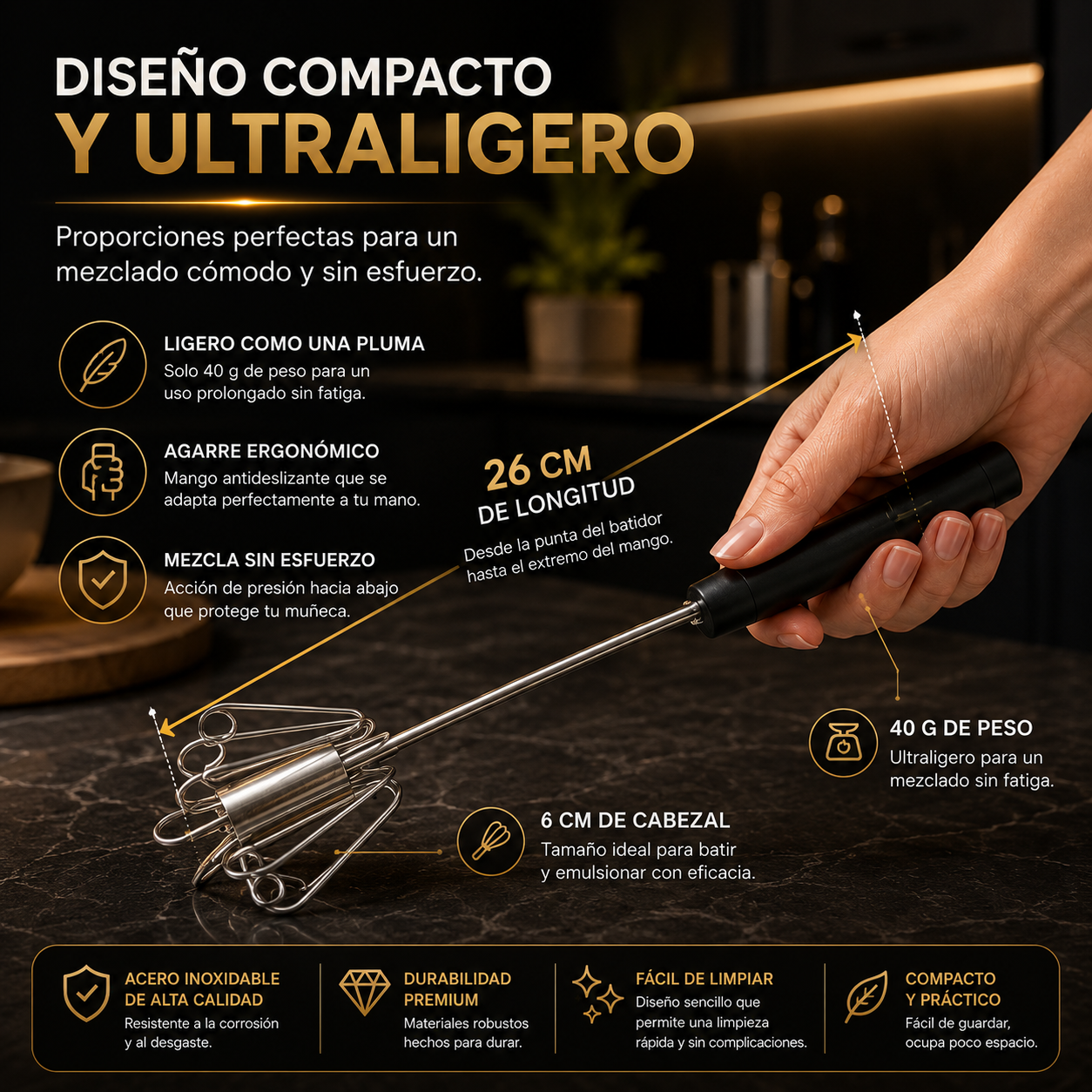BATIDOR TURBO DE ACERO INOXIDABLE MULTIFUNCIONAL