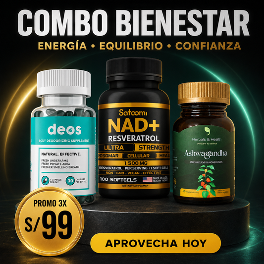 SUPER PROMO DEOS, ASWAGANDHA Y NAD+RESVERATROL