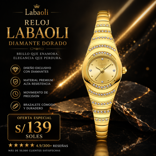 RELOJ LABAOLI DIAMANTE DORADO