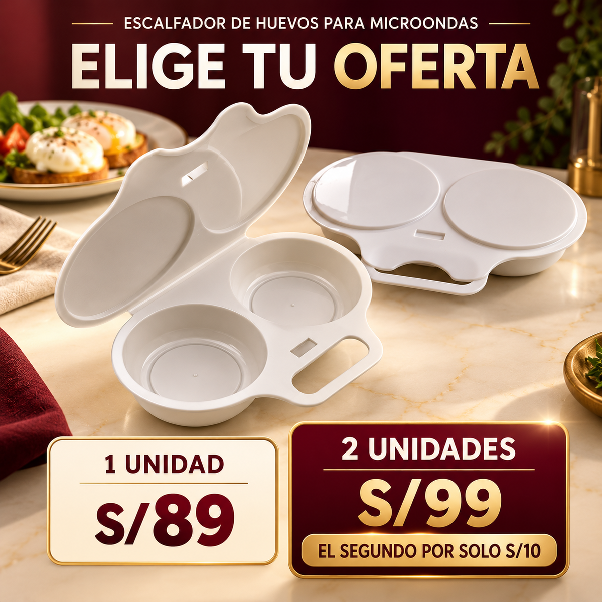 Escalfador de Huevos para Microondas 🥚 | Desayuno Resuelto, Sartén Olvidada