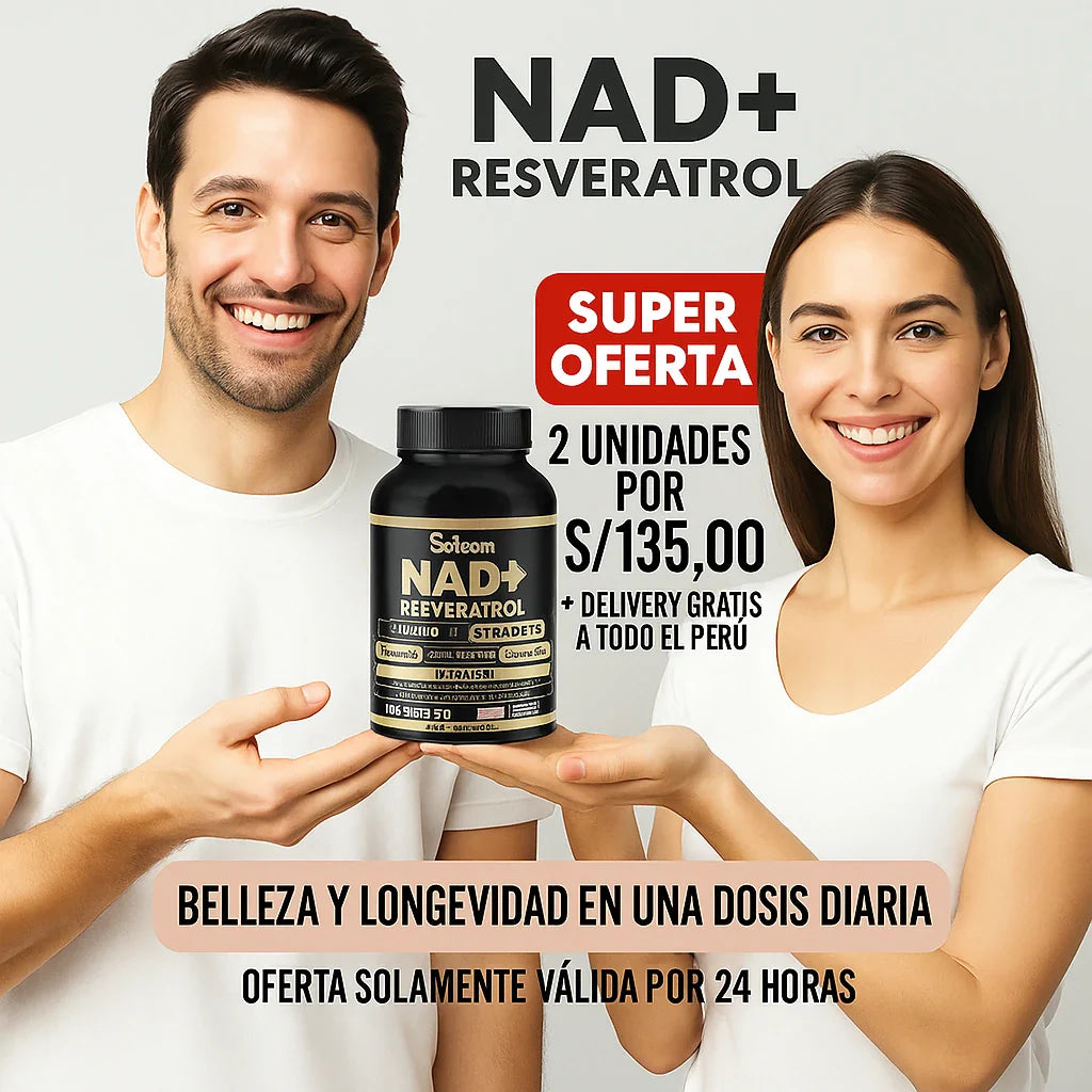NAD + Resveratrol - Cápsulas de Reparación Celular Antienvejecimiento y Energía Extra (100 Cápsulas)