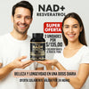 NAD + Resveratrol - Cápsulas de Reparación Celular Antienvejecimiento y Energía Extra (100 Cápsulas)