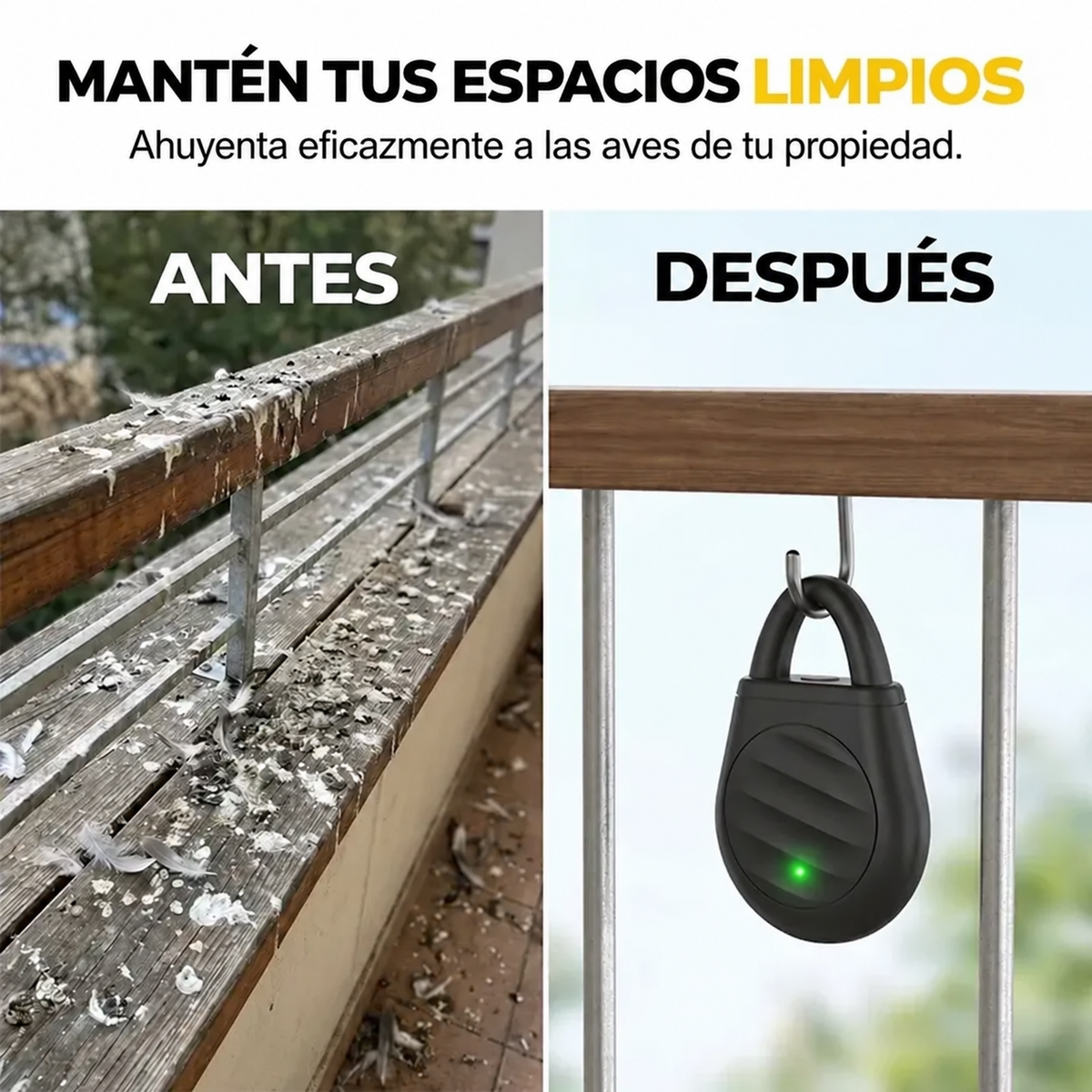 Llavero repelente ultrasónico portátil para aves