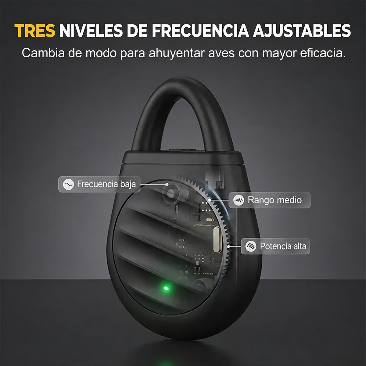 Llavero repelente ultrasónico portátil para aves
