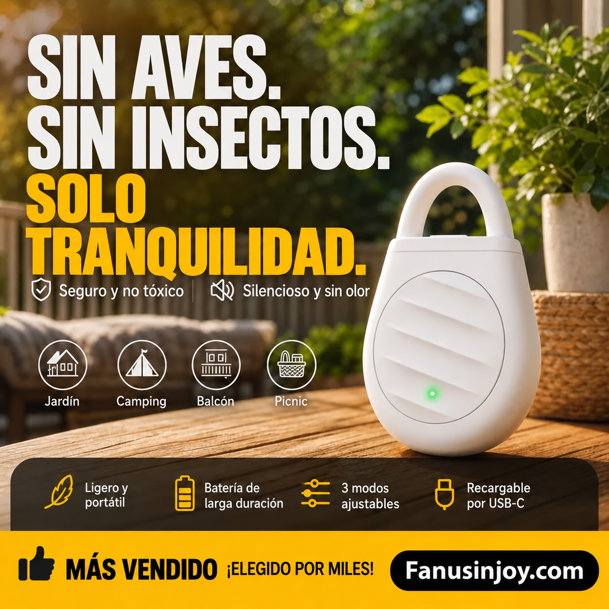 Llavero repelente ultrasónico portátil para aves