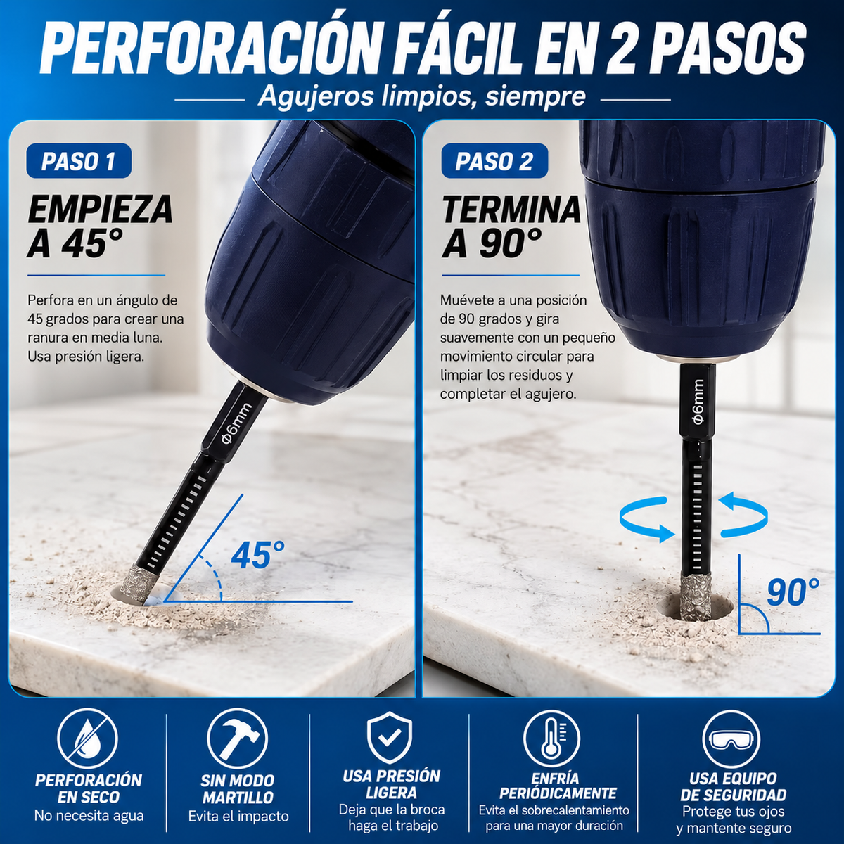 DIAMONDPRO 6X™ 🛠️ – Kit de Brocas Diamantadas Multisuperficie para Taladrado en Seco