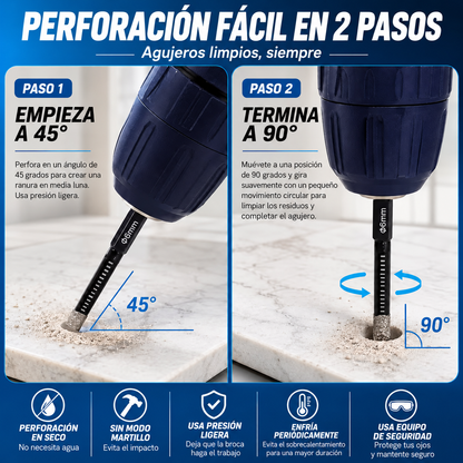 DIAMONDPRO 6X™ 🛠️ – Kit de Brocas Diamantadas Multisuperficie para Taladrado en Seco