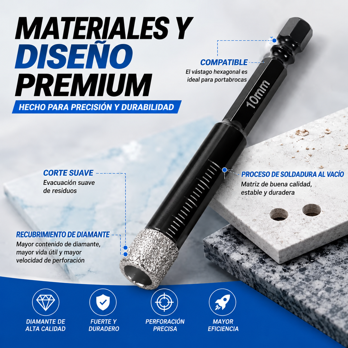 DIAMONDPRO 6X™ 🛠️ – Kit de Brocas Diamantadas Multisuperficie para Taladrado en Seco