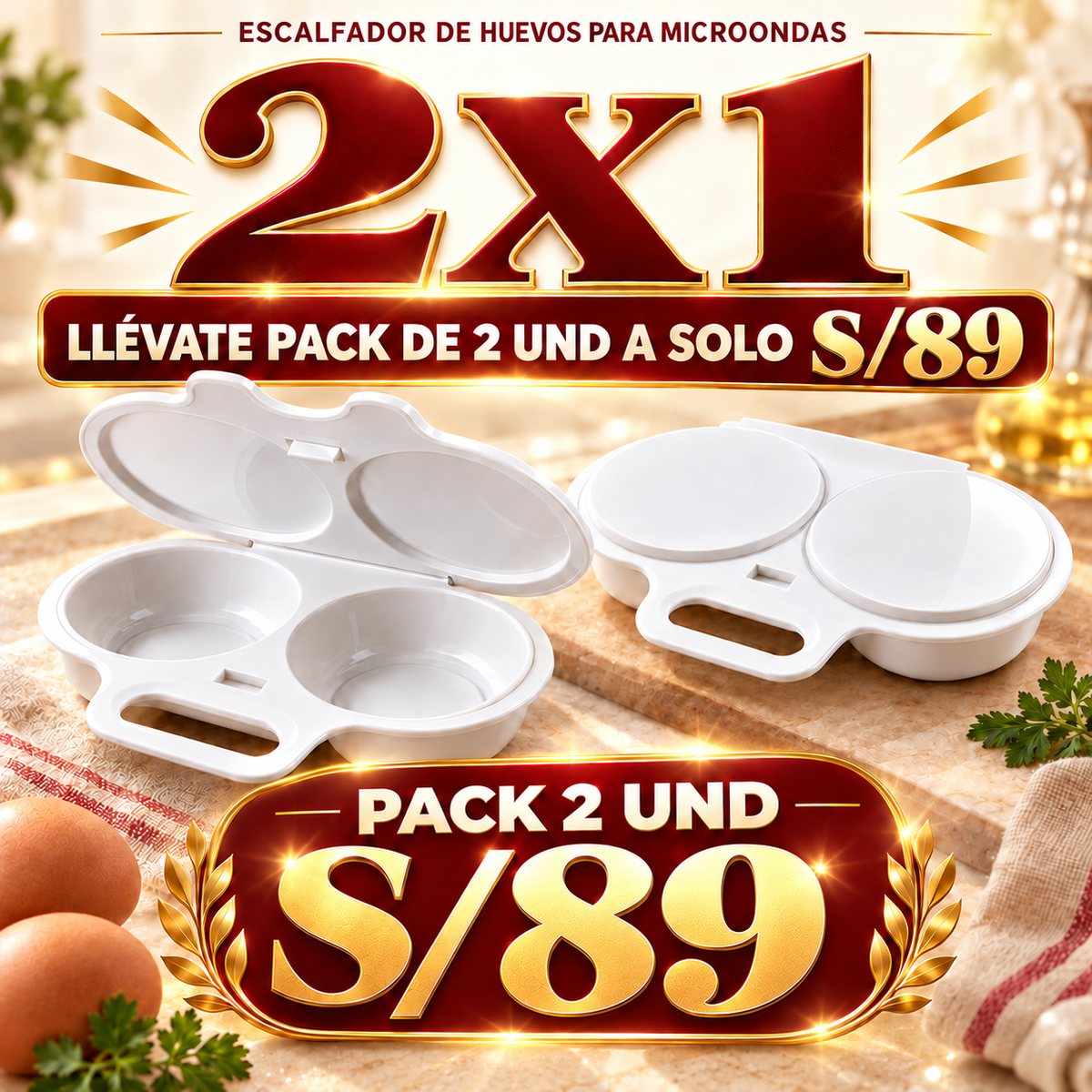 🍳Escalfador de Huevos🥚🥚 para Microondas