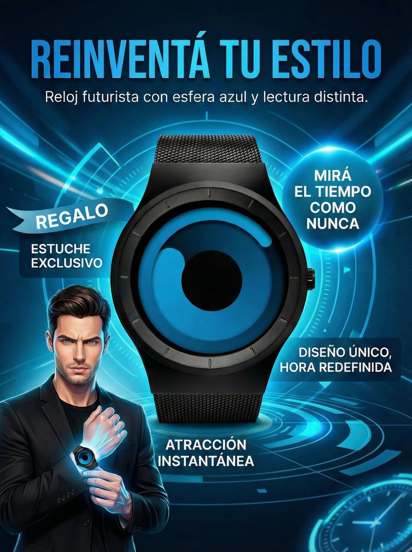 RELOJ SINOBI PREMIUM FUTURISTA: La Esfera Azul que Impone Estilo