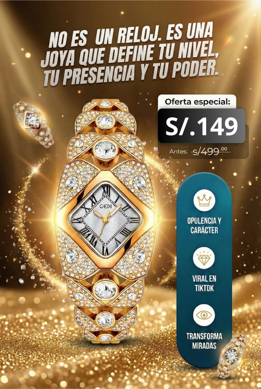 RELOJ PULSERA DE FORMA DE DIAMANTE - GEDI