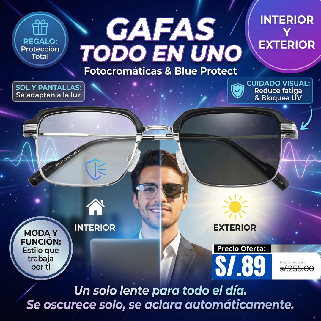 GAFAS MODELO BLACK LINE FOTOCROMATIC + BLUE PROTEC + UV400