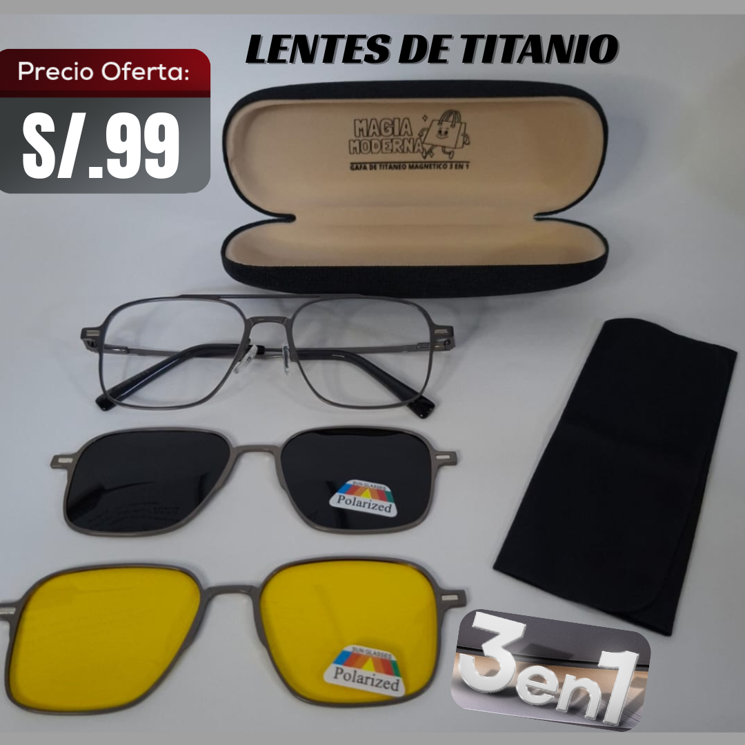 LENTES DE TITANIO 3 EN 1 - UNISEX