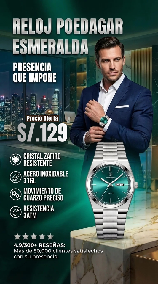 RELOJ POEDAGAR ESMERALDA — ELEGANCIA QUE IMPONE PRESENCIA