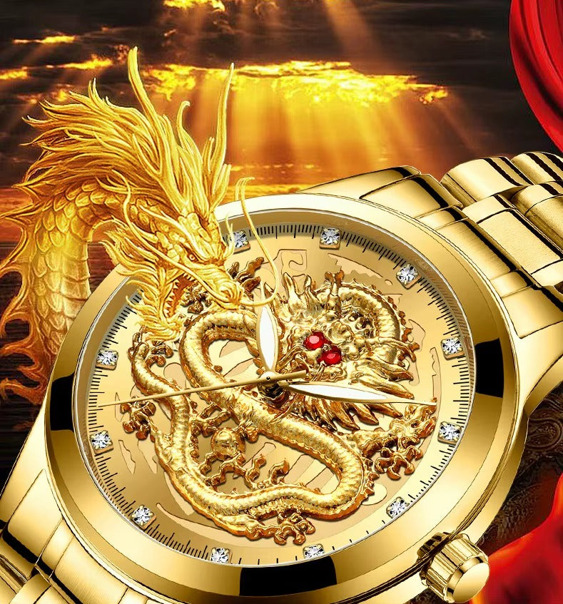 🐉 RELOJ DRAGÓN DORADO IMPERIAL 💎 LUJO LEGENDARIO PARA HOMBRE