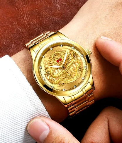 🐉 RELOJ DRAGÓN DORADO IMPERIAL 💎 LUJO LEGENDARIO PARA HOMBRE