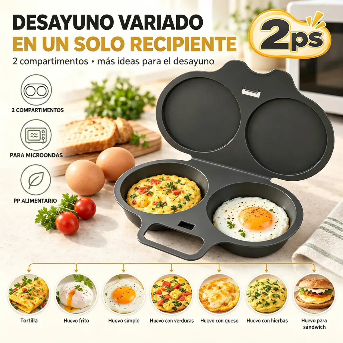 🍳Escalfador de Huevos🥚🥚 para Microondas