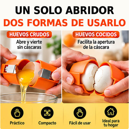 EggClick™ 2 en 1 – Abridor de Huevos Crudos y Cocidos