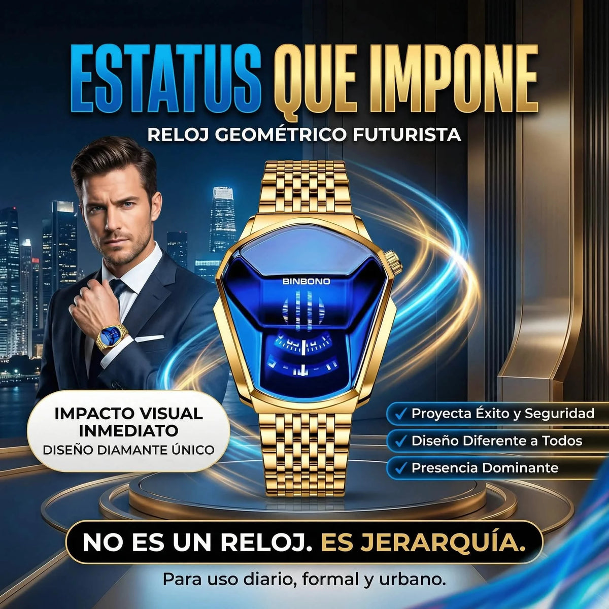 RELOJ BINBOND DIAMANTE — Diseño Futurista Que Impone Presencia